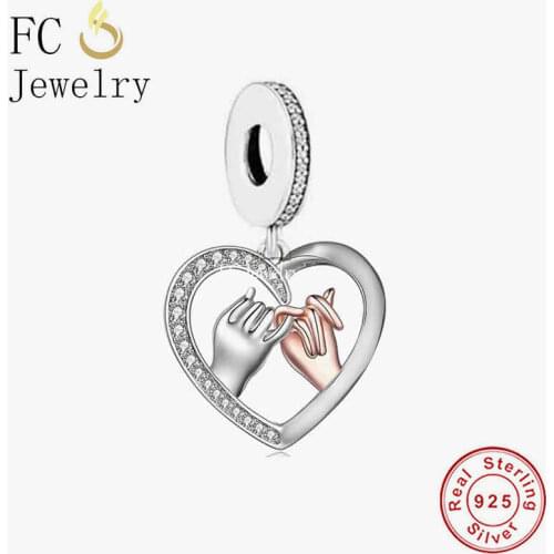 FC Jewelry Fit Original Charm Bracelet 925 Sterling Silver Two Hands Make Forever Promise Bead For Making Women Berloque 2021