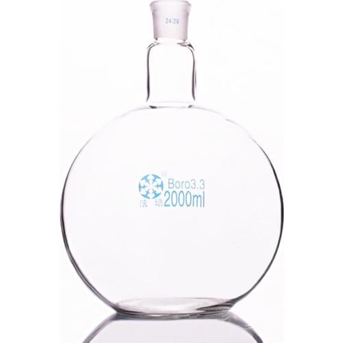 Single standard mouth flat-bottomed flask,Capacity 2000ml and joint 24/29,Single neck flat flask,Boiling flask