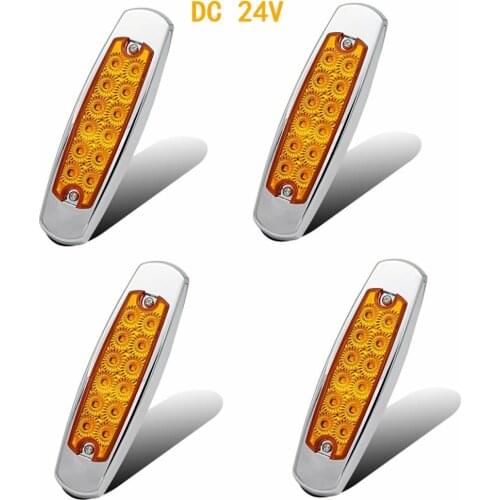 Fuleem 4PCS 6.15inch 24V 12LED Amber Sealed Side Marker Clearance Lamp Trailer Truck Turn Signal Light Waterproof