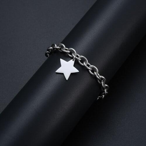 Hot sale 316L stainless steel star pendant charm bracelet fashion party gift jewelry for women drop shipping