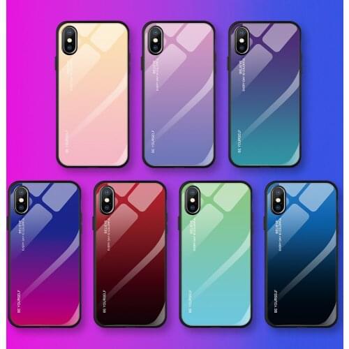 Gradient Tempered Glass Case For iphone XR XS X 8 7 6 6S Plus Case iphone XS Max Cover Housing Coque Capa