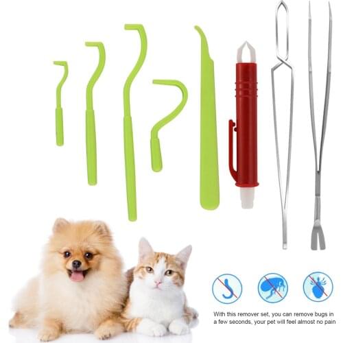 8PCS Pets Tick Removal Tool Cat Dog Pet Tick Remover Set Tool Hook Tool Lice Mascota Garrapata Hook Tool Dogs Cleaning Supplies