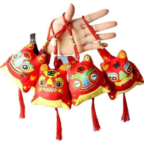 Exquisite Popular Cute Creative 2022 Year Of The Tiger Mascot Zodiac Red Doll Pendant Plush Toy New Year Small Gift Pendant