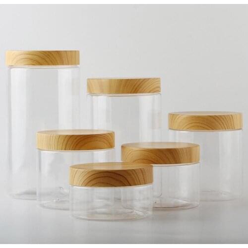 Wood grain kitchen seasoning and miscellaneous grains moisture-proof storage jar transparent plastic bottle nut biscuit jar