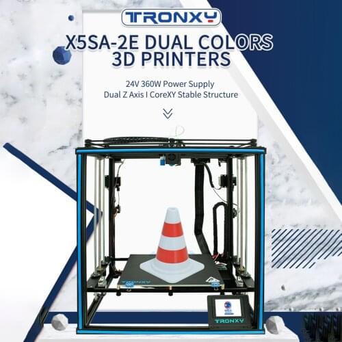 Tronxy X5SA-2E 3D Printer Ultra-Quiet Mainboard 330*330*400mm 3.5 Inch Color Touchscreen 10m Filament Support Dual Color Print