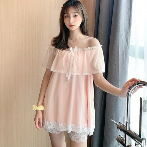 Sweet Lace Princess Short Sleeve Shorts Pajama Sets Women 2021 Summer Sleepwear Suit Pyjamas Homewear Pijama Mujer Home Clothes