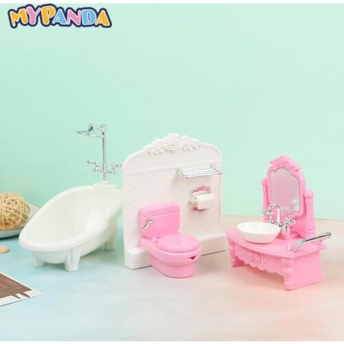 Dollhouse Miniature Simulation Bathtub Wash Basin Toilet Matching Model Children Girl Toys
