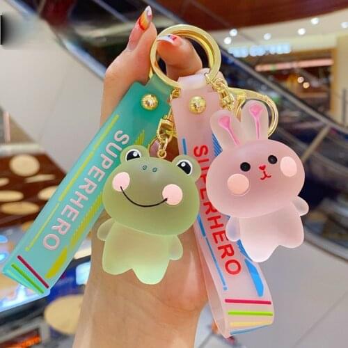 Fashion Cartoon Crystal Red Animal Series Key Chain Trend Cute Charm Car Key Chain Couple Birthday Bag Mobile Phone Key Chain