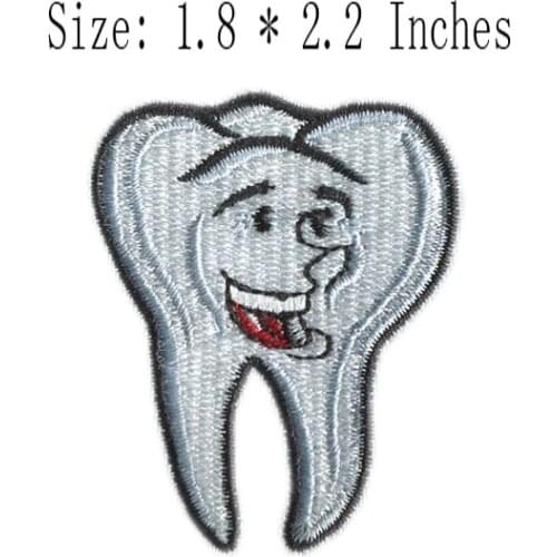 Face of tooth 2.2"high embroidery patch for biker vest patch/handmade crochet appliques/iron patch