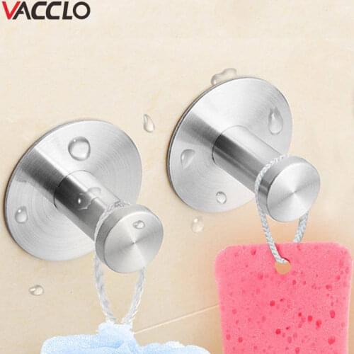Vacclo Stainless Steel Wall Hanger Storage Hook Kitchen Non-slip Type Paste Single Hook Free - Nail Bathroom Kichen Organizer