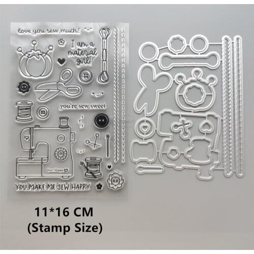 2021 New Sewing Machine Clear Stamps and Metal Cutting Dies DIY Scrapbooking Embossing Album Seal Template Punch Stencils