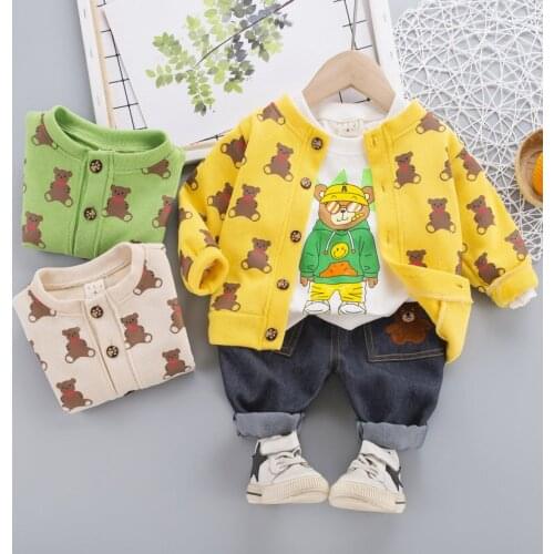 Baby Boys Clothes Cotton Autumn Children T Shirts full printe bears coat Pants 3Pcs/sets Infant Kid Fashion Toddler Tracksuits