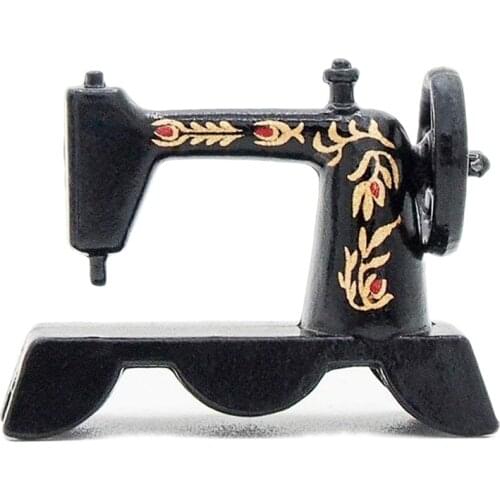Odoria 1:12 Miniature Vintage Desk Sewing Machine Metal Tailor Tool Room Home Dollhouse Accessories Doll House Decoration
