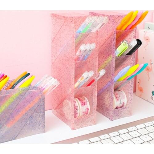 Kawaii Large Capacity Desk Pen Holder Pencil Makeup Storage Box Desktop Organizer Stand Case Office Accessories Stationery store