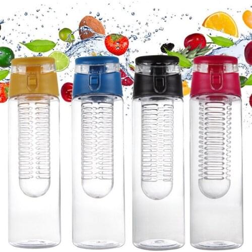 800 ML Portable fruit Infusing Water bottle Sports Lemon Juice Bottle Flip Lid for kitchen table Camping travel outdoor