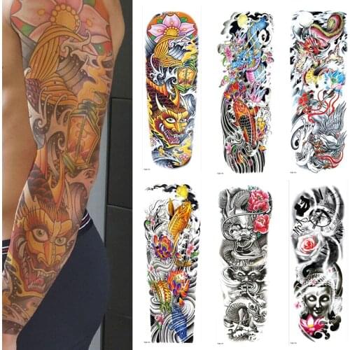 REALISTIC TEMPORARY TATTOO SLEEVE, ARM, HELLS ANGEL, SKULL, ROSES, MENS, WOMENS