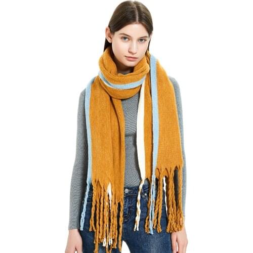 Luxury brand Autumn Winter soft knit Scarf for Women Design Warm tassel shawls wrap Blanket unisex scarve Female Foulard Bufanda