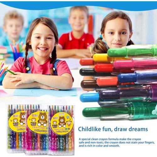 12/18/24 Colors School Children Rotary Crayon Painting Art Supplies Creative Graffiti Pens Water-soluble Stick Drawing Pen