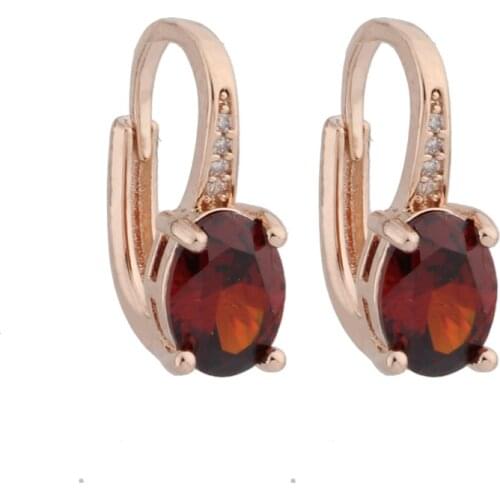 New Trend Earrings Oval Natural Zircon Drop Earrings Women Wedding Fashion Jewelry 585 Rose Gold Metal Earrings 2021