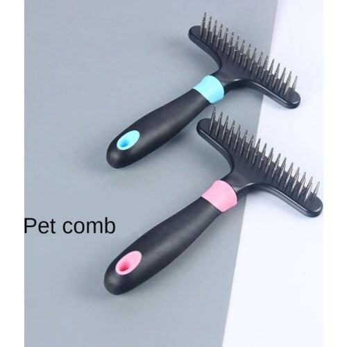 Pet Dog Long Hair Finishing Rake Combing Hair Fur Grooming Massage Open Knot Dog Hair Clean Dust Portable Tool Animals Brushes