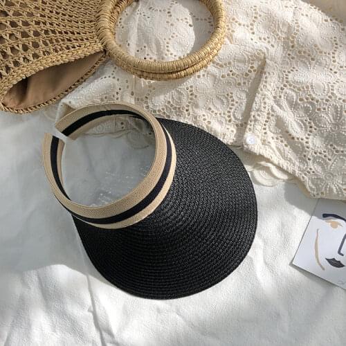 Summer hats outdoor sun protective ponytail straw hat face transparent visor cap handmade natural raffia spring summer women