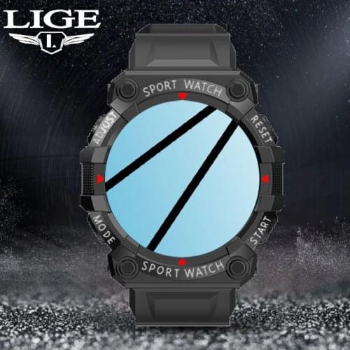 LIGE New Smart Watch Men Blood Pressure Heart Rate Monitor Sport Smartwatch Waterproof Fitness Mens Watch for Android iOS Phone