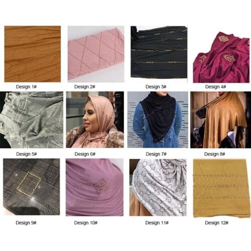 SMG mix designs and colors 2020 Newest stretchy diamond jersey hijab scarf with stone women for Netherlands Muslim Scarves
