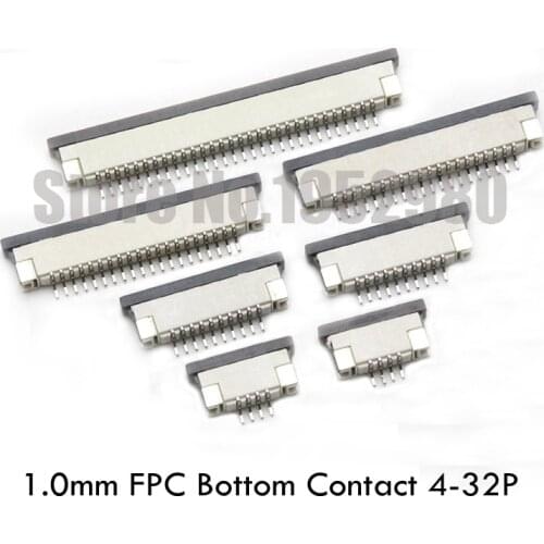 50PCS FPC Connector 1.0mm Bottom Contact Drawer Type 4/6/8/10/24/30/32P FFC Flat Cable Socket