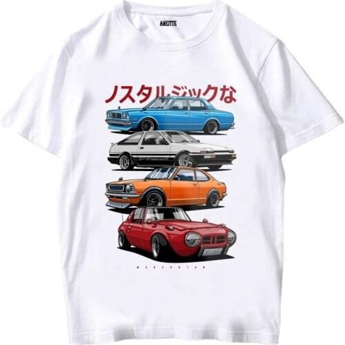 Vintage Classical Fashion Car Design T-shirts JDM Mix. Sports 800, AE86, Cressida and Levin TE27 Print T-Shirt Hip Hop Men Tees