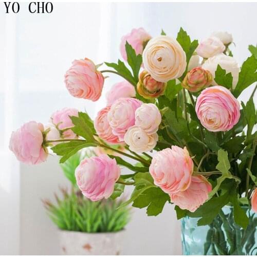 YO CHO 11pcs/ lots Artificial Flowers Rose Bouquet Wedding Party Birthday Decoration Silk Peony Colorful DIY Decorative Flower