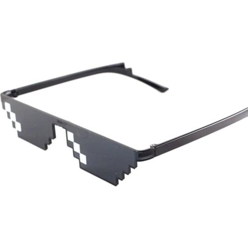 Funny Black 8 Bits Mosaic Sunglasses Oculos Deal With It Cool Thug Life Pixels Cartoon Glasses Fancy Party Shade