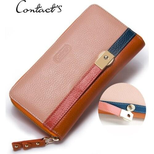 Women Purses 2020 Leather Ladies Wallets First Layer Cowhide Long Zipper Bag for Women Card Holder