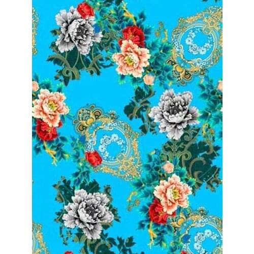 New 21 Autumn Blue Width 20Momme 95%silk 5%spandex Charmeuse Fabric Women Dress Pink Printed Diy Sewing Free Shipping Sale Hot