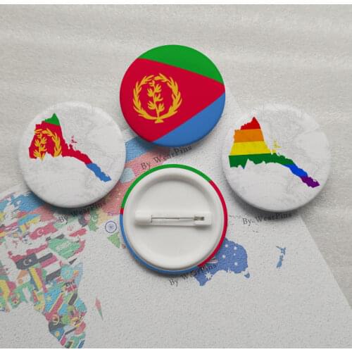 Eritrea Flag Map Tin Button Pins LGBT Gay Rainbow Pride Tin Button Badges
