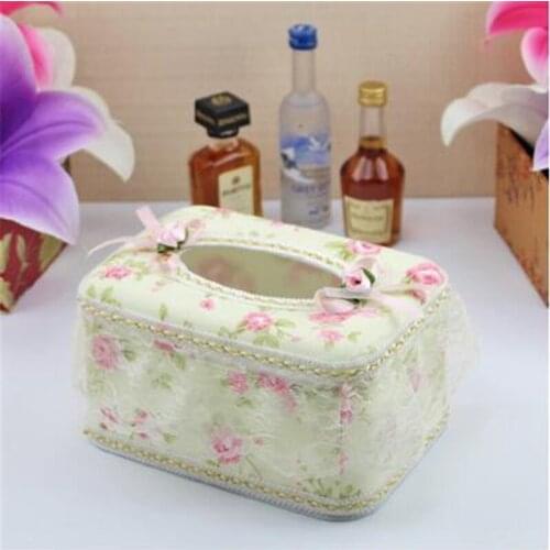 1Pcs 18x13cm Fashion European Rural lace Cloth art Tissue box Household vehicle Tissue box Environmental protection Tissue box
