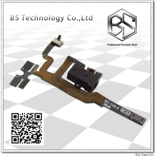 10pcs/lot Wholesale Audio Headphone Jack Volume Flex Cable for iPhone 4S Free Shipping