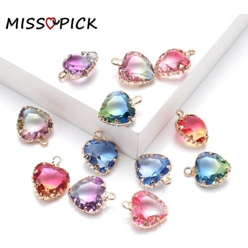 16*13mm 5pcs Gold Claws Colorful Heart Crystal Charms Beads for Needlework Jewelry Making Finding DIY Bracelet Necklace Earring