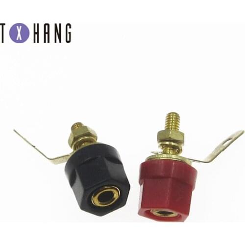 2PC Banana Plugs Couple Terminals Dual 4mm Banana Plug Jack Socket Double hexagon Binding Post Red Black diy electronics