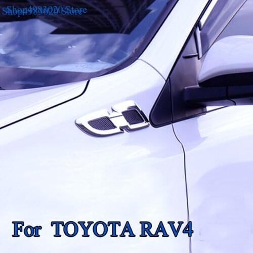 For Toyota RAV4 2016 2017 2018 car cover detector ABS chrome Front Side Foliage Leaf Fender Vent Air Outlet lamp trim 2pcs