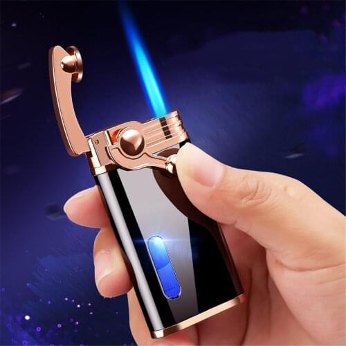 2021 Creative Metal Gas Lighter Windproof Straight Fire Flame Inflatable Butane Gas Lighter Outdoor Igniter Smoking Accessories