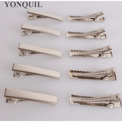 300PCS/lot New Prong Barrettes 32MM Female Meltal Brooch Clips Finding Alligator Clips Crocodile Clips DIY Hairclips Accessory