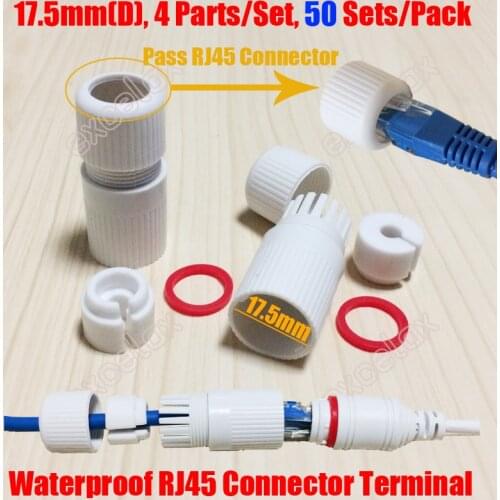 50PCS/Lot Inner 17.5mm Finished RJ45 Modular Waterproof Connector Cap Terminal Cover Shell for Outdoor Network IP Camera Cable