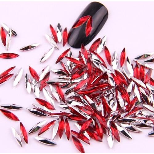 About 100pcs/lot 3x11mm 3D Shiny Mix Color Acrylic Horse Eye Point Back Rhinsetone For Nail Art Decorations