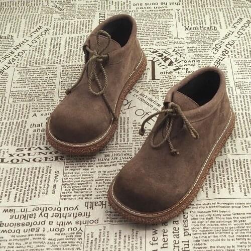 Japanese Harajuku Big Head Doll Shoes Lace-Up Casual Shoes Retro Literary Short Boots Thick-Sole Martin Boots Motorcycle Boots