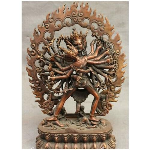 FAST SHIPPING 12" TIBET BUDDHIST PURE BRONZE MANDKESVARA GUHYASAMAJA IN YAB-YUM BUDDHA STATUE