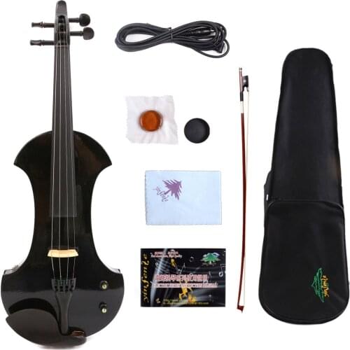 Yinfente 4/4 Electric Violin Silent Sweet Tone Free Case+Bow #EV19 black