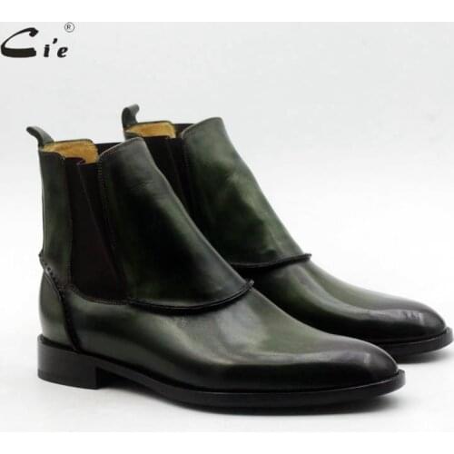 Cie Deep Green Full Grain Calf Leather Chelsea Boot With Leather Sole Mens Boot Plain Round Toe Spring Autumn Winter Boot A210