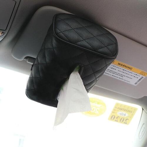 Coche Car Tissue Box Towel PU Leather Papers Container Car Sun Visor Hanging Back Hanging Napkin Holder Universal