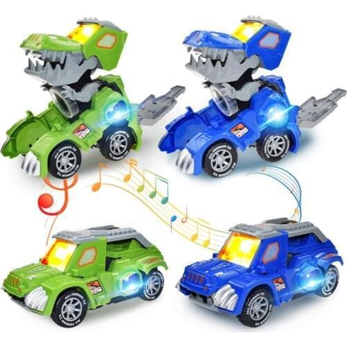 Electronic Dinosaur LED Car Universal Transforming Music Robot Toys For Children Chrismtas Birthday Gift Transforming Toys