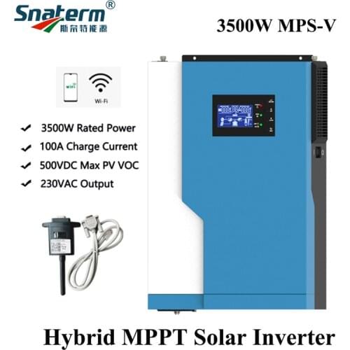 3.5KW 24VDC to 220VAC Solar Hybrid Inverter Pure Sine Wave 100A MPPT Solar Charge Controller with WIFI Can Work Without Battery
